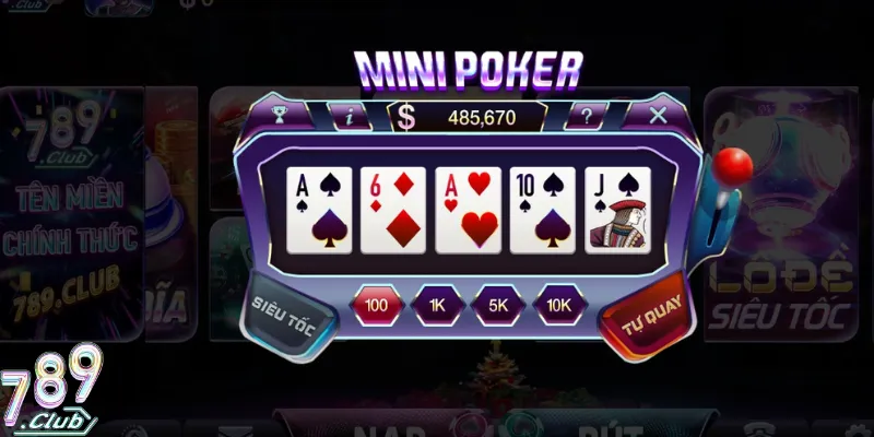 Giao diện game Mini Poker 789Club