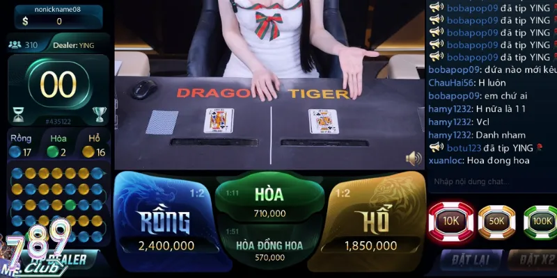 Thiết kế bàn cược trong Long hổ